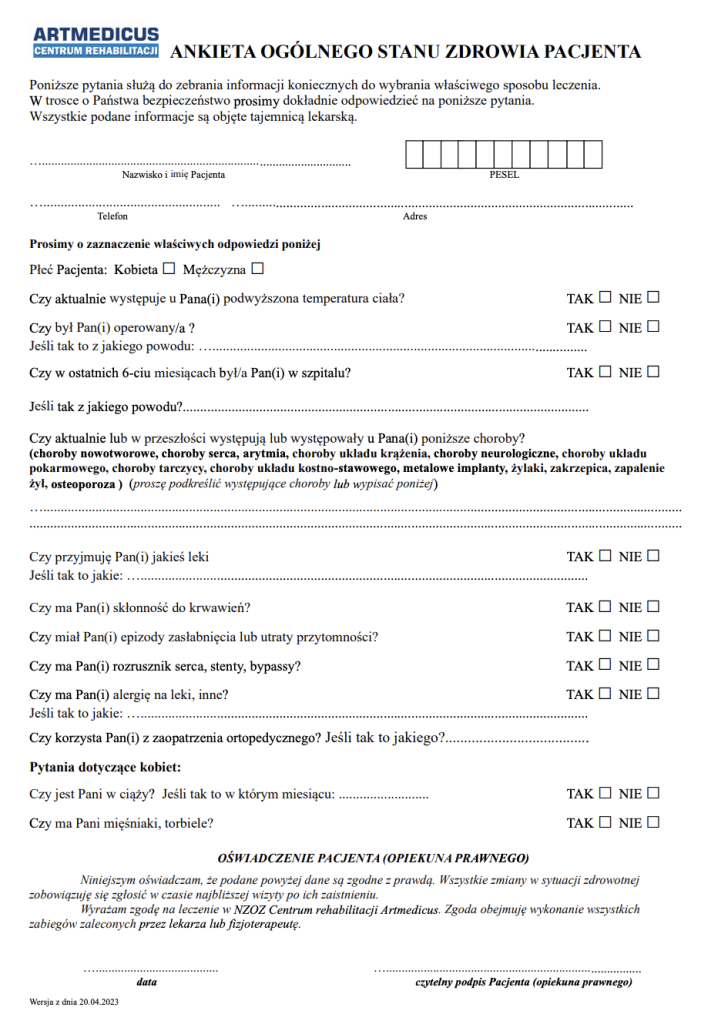 Ankieta-stanu-zdrowia Pacjenta